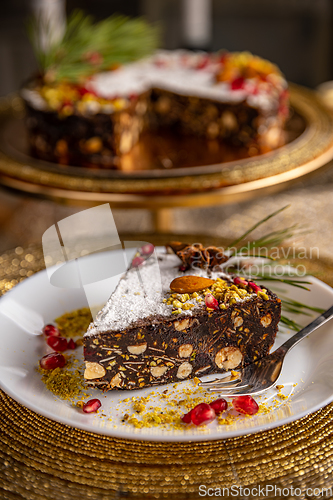 Image of Slice of raw vegan chocolate cake