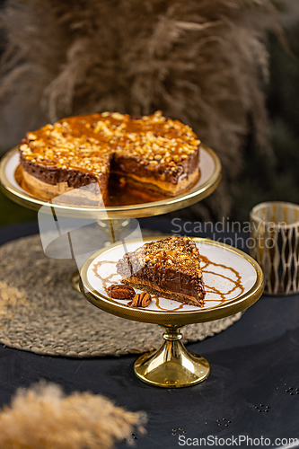 Image of Still life of chocolate cake