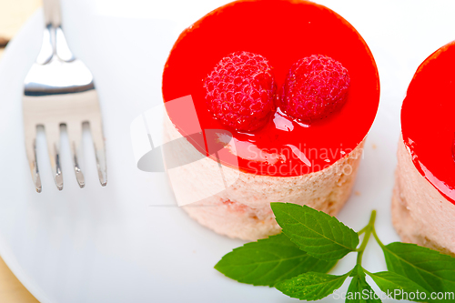 Image of fresh raspberry cake mousse dessert