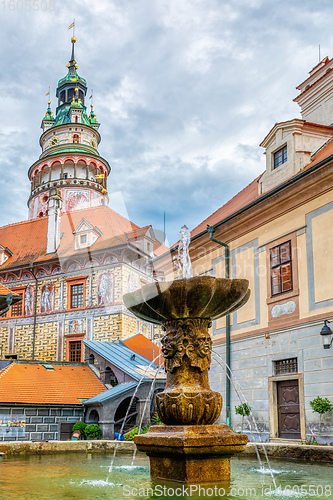 Image of Fountain in Courtyard of Cesky Krumlov Castle