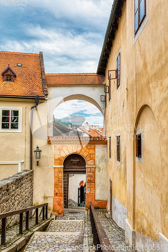 Image of Narrow aisle,Cesky Krumlov, Czech Republic