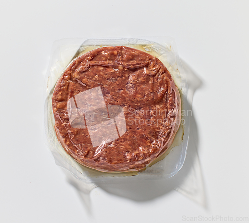 Image of raw beef burger meat for hamburger vacuum packed