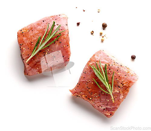 Image of fresh raw pork fillet steaks