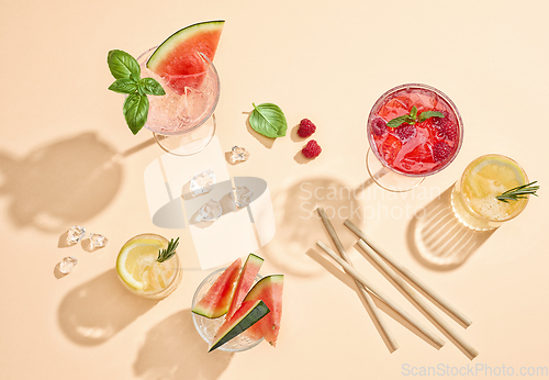 Image of various trendy summer cocktails