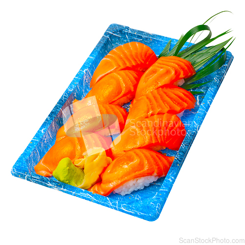 Image of take away sushi express on plastic tray