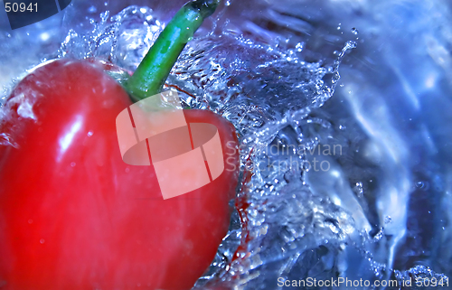Image of Red pepper and blue aqua