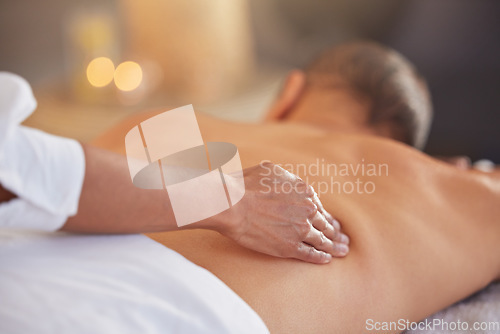Image of Hand, luxury massage and zen spa wellness for beauty sknicare, body care and stress relief or physical therapy. Masseuse, relax and muscle or pain health, healing and cosmetics therapist in salon