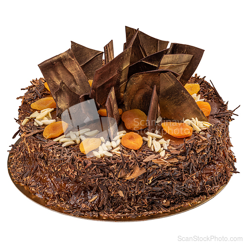 Image of Chocolate cake decorated with dried apricot