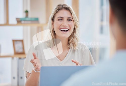 Image of Consulting, teamwork or business woman for communication, data analytics or company planning review in office. Happy, smile or girl with mentor for networking, meeting or SEO web project management