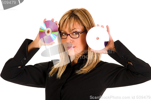 Image of woman holding compact disc