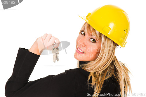 Image of A businesswoman with keys