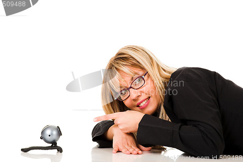 Image of A businesswoman and webcam