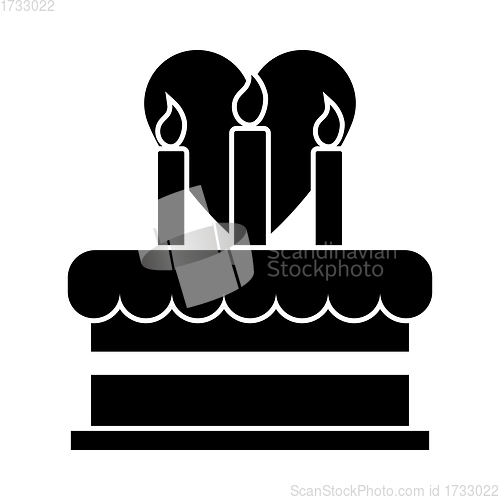 Image of Cacke With Candles And Heart Icon