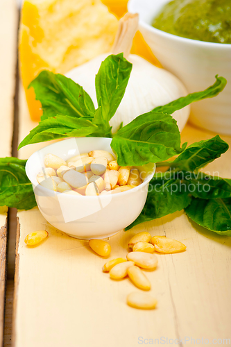 Image of Italian basil pesto sauce ingredients