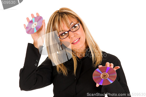Image of woman holding compact disc