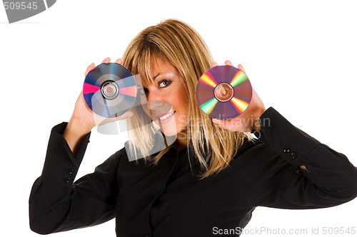 Image of woman holding compact disc