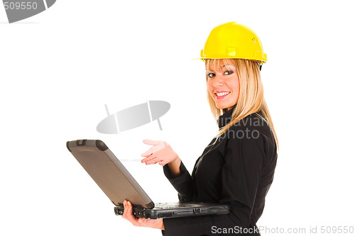 Image of A businesswoman with notebook