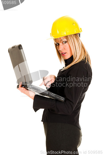 Image of A businesswoman with notebook