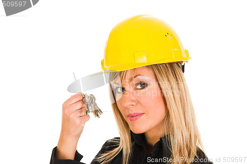 Image of A businesswoman with keys
