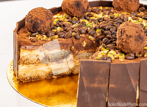 Image of Close up of tiramisu cake