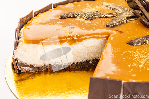 Image of Cheesecake with salted caramel sauce topping