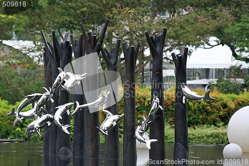 Image of Fountain in Front of the Esplanade - Theatres on the Bay