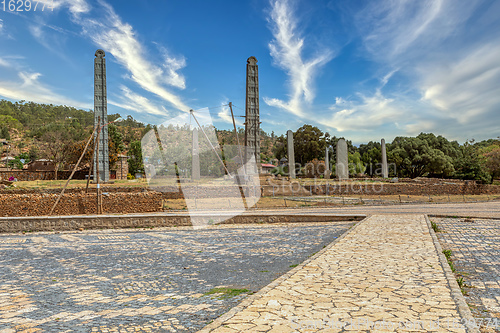 Image of Ancient obelisks in city Aksum, Ethiopia