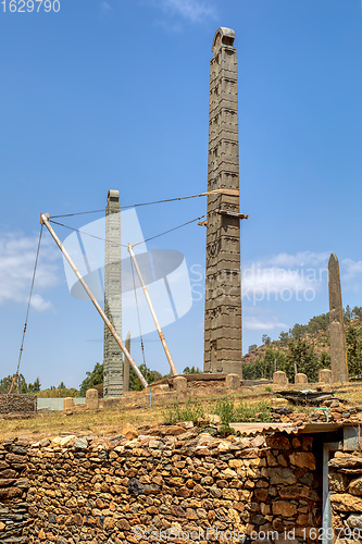 Image of Ancient obelisks in city Aksum, Ethiopia