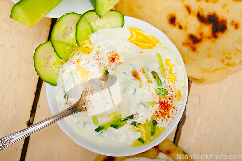 Image of Arab middle east goat yogurt and cucumber salad