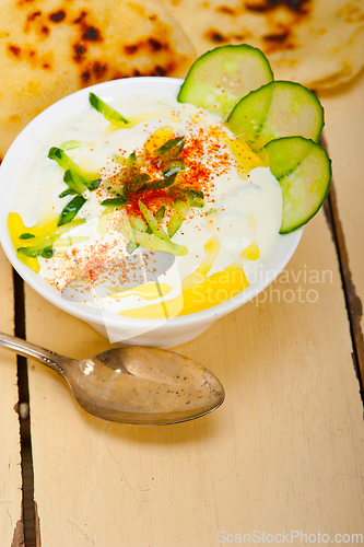 Image of Arab middle east goat yogurt and cucumber salad