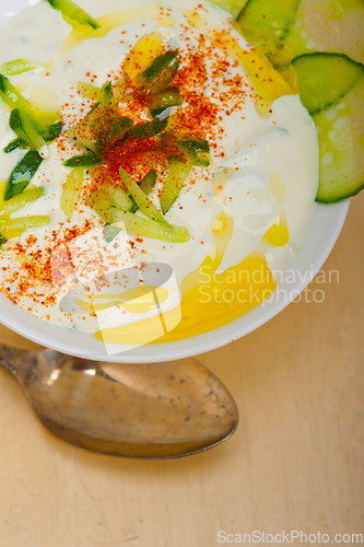 Image of Arab middle east goat yogurt and cucumber salad