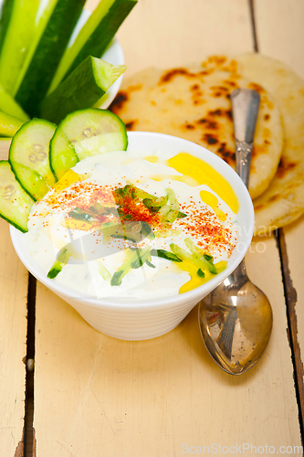 Image of Arab middle east goat yogurt and cucumber salad