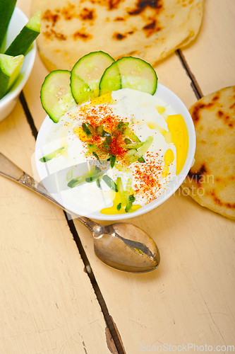 Image of Arab middle east goat yogurt and cucumber salad