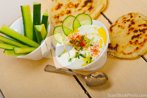 Image of Arab middle east goat yogurt and cucumber salad