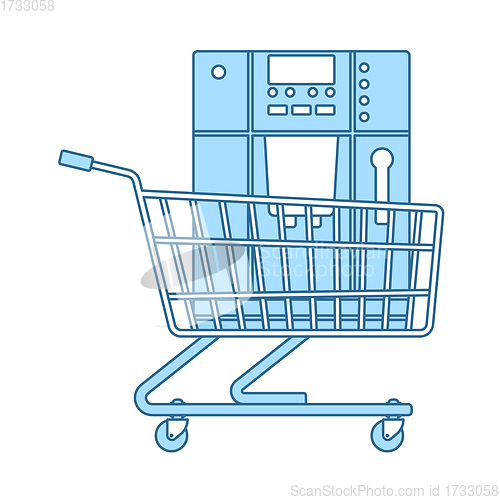 Image of Shopping Cart With Cofee Machine Icon