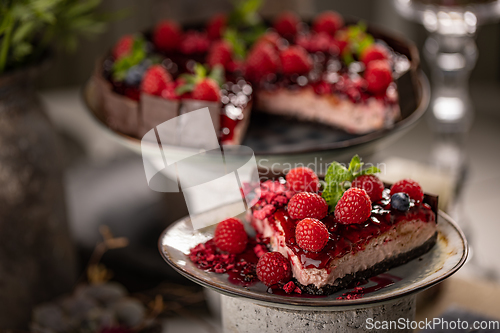 Image of Cheeseckae with raspberry jelly topping