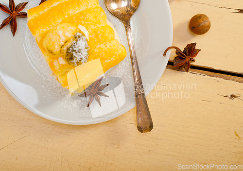 Image of cream roll cake dessert and spices