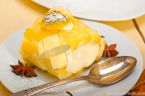 Image of cream roll cake dessert and spices