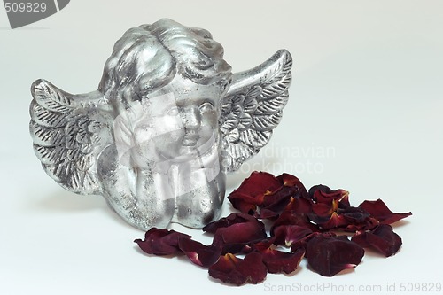 Image of Silver angel with roses