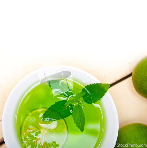 Image of mint infusion tea tisane with lime