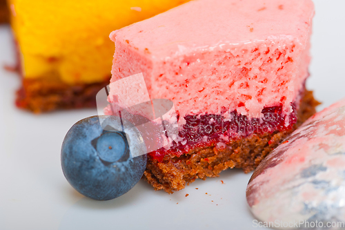 Image of strawberry and mango mousse dessert cake