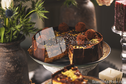 Image of Delicious tiramisu cake with truffle