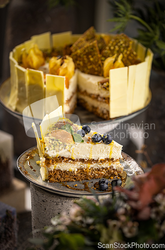 Image of Slice of layered nut cake