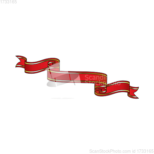 Image of Red Ribbon With Golden Stripes