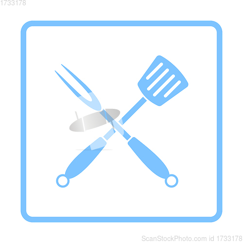 Image of Crossed Frying Spatula And Fork Icon