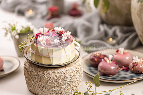 Image of Still life of fancy dessert table