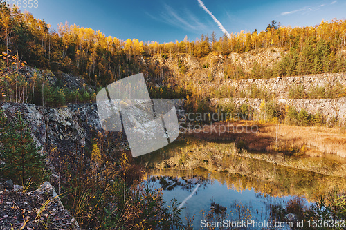 Image of abandoned flooded quarry, Czech republic