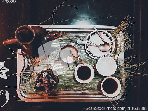 Image of cup of Ethiopian coffee with aromatic frankincense