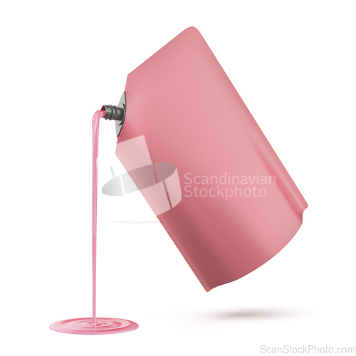 Image of Pouring pink liquid from the stand-up pouch
