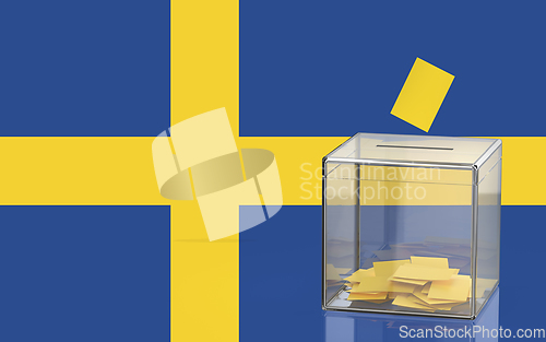 Image of Transparent ballot box with the flag of Sweden